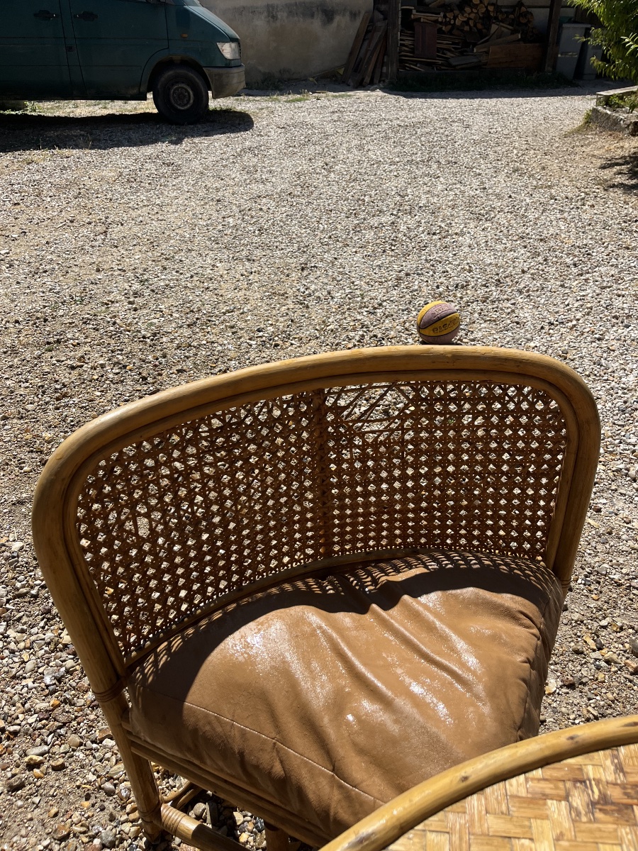 Rattan Living Room Set With Coffee Table And 4 Chairs -photo-3