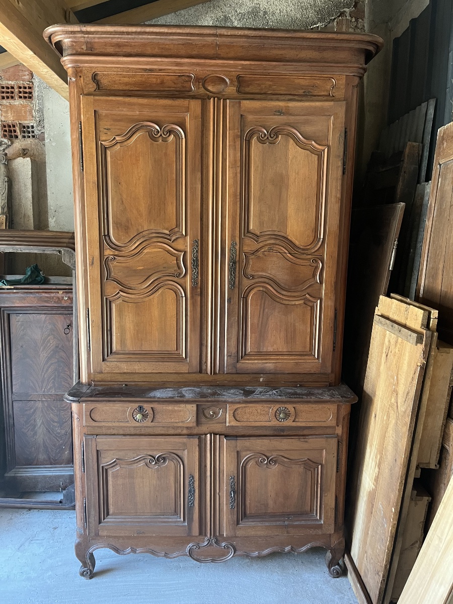 Louis XV-style Burgundian Two-section Sideboard In Walnut -photo-3
