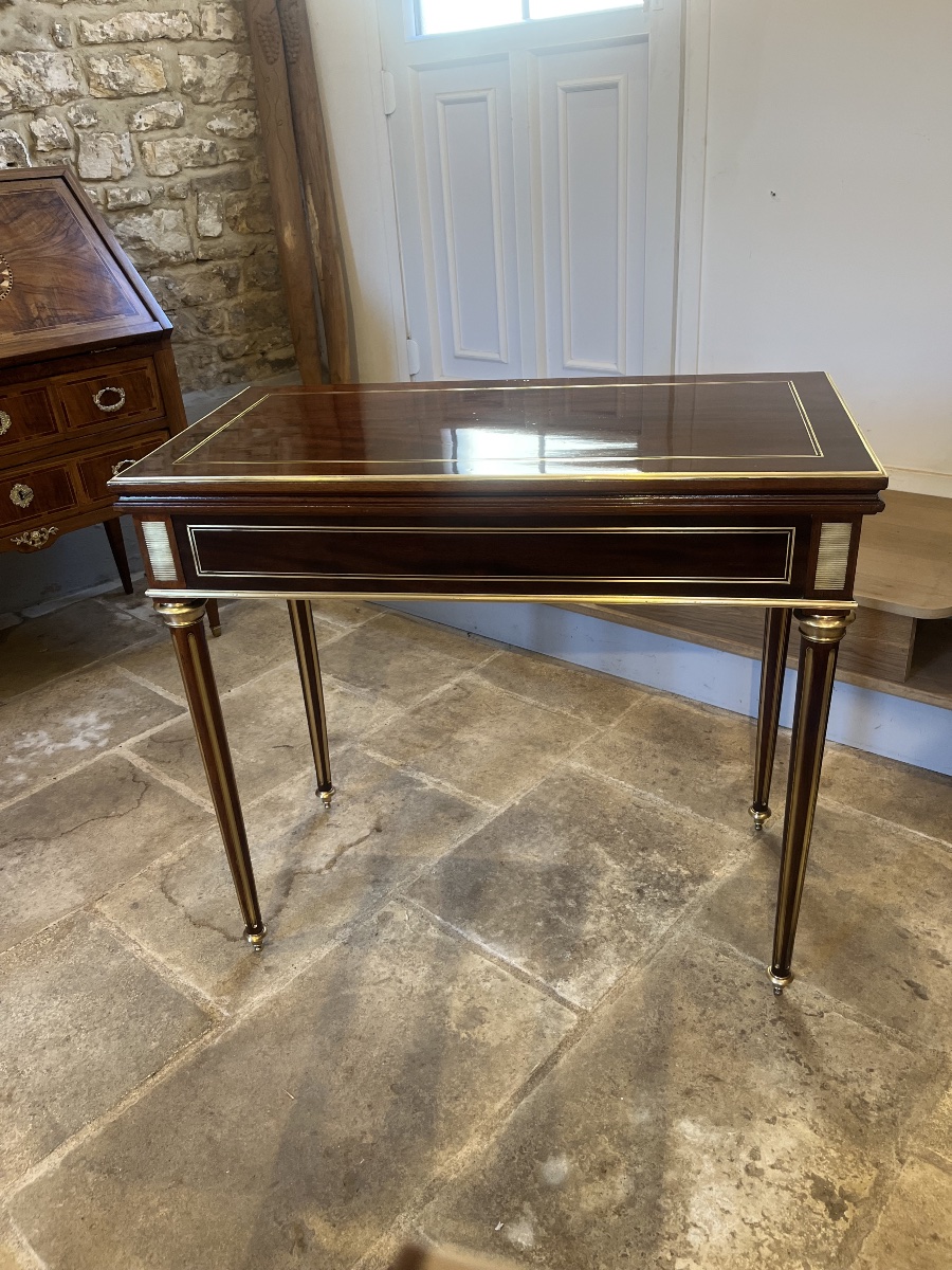 Table a jeux Louis XVI époque Napoléon III en acajou -photo-2