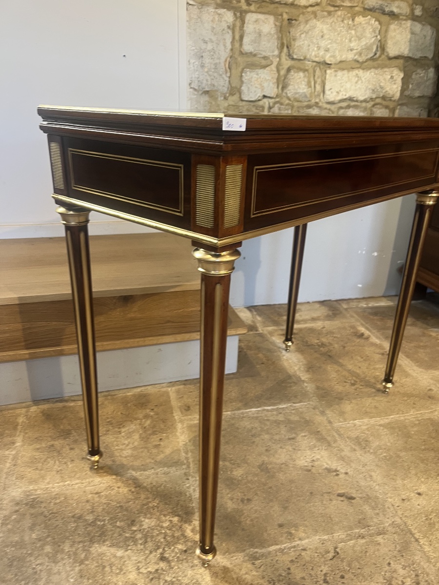 Table a jeux Louis XVI époque Napoléon III en acajou -photo-6