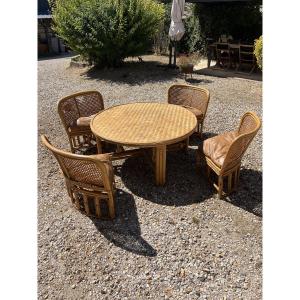 Rattan Living Room Set With Coffee Table And 4 Chairs