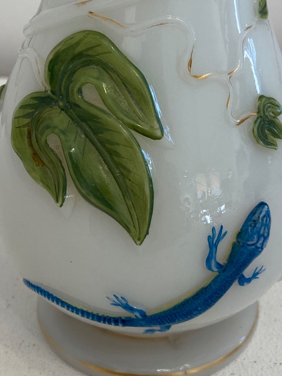  Vase Opaline Décor Aux Liserons -photo-2