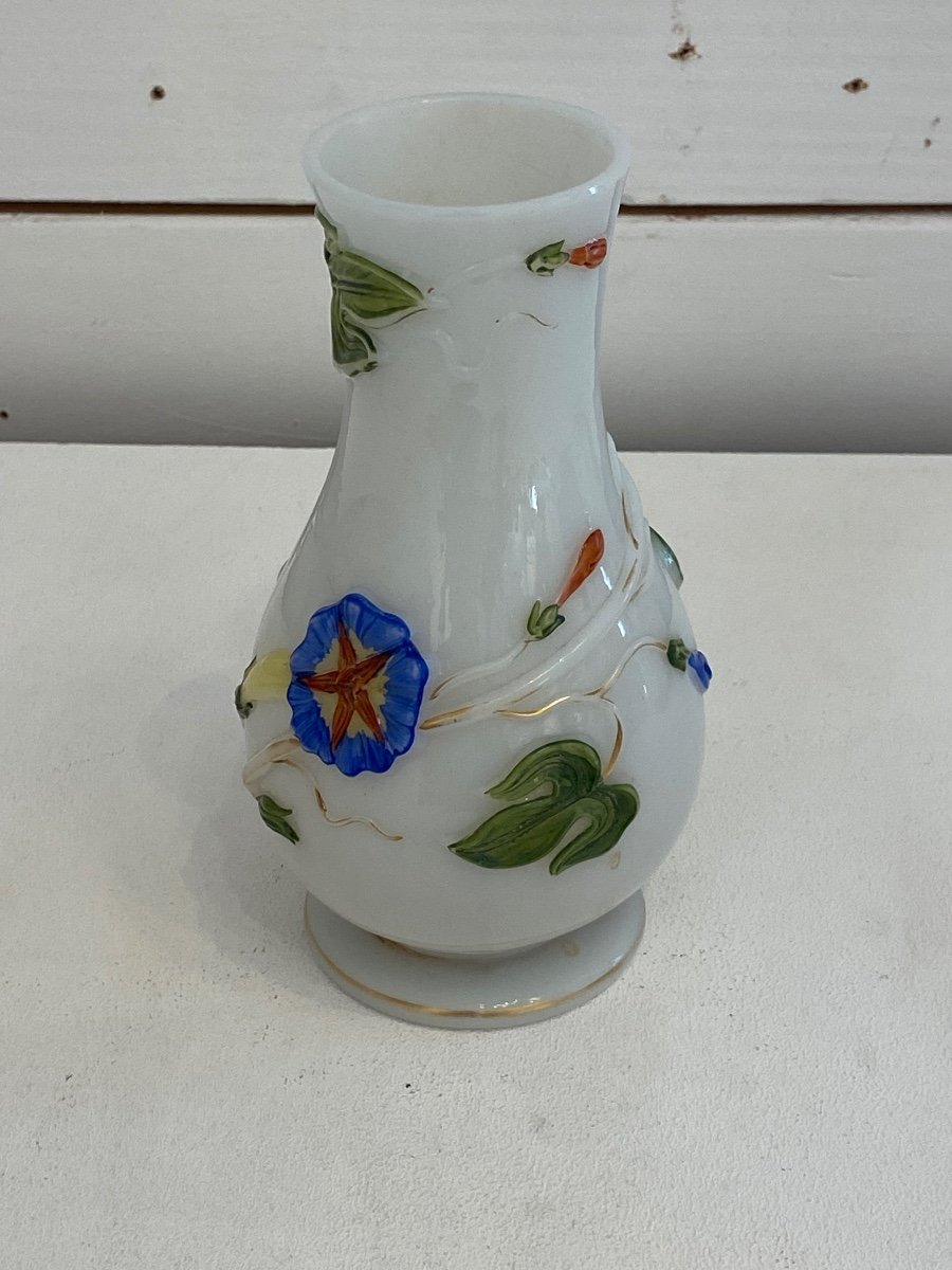  Vase Opaline Décor Aux Liserons 
