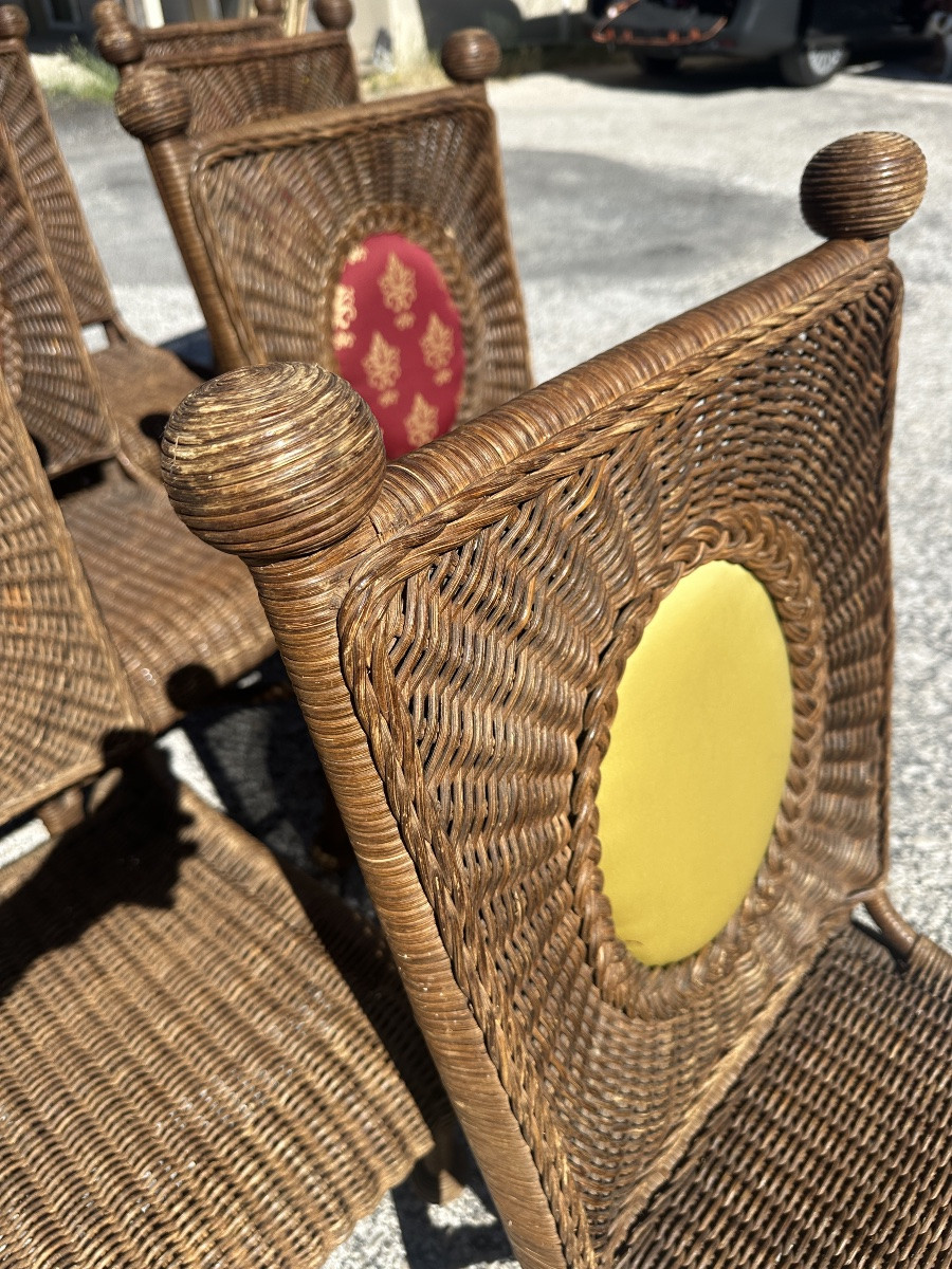 10 chaises en rotin années 1970-photo-2