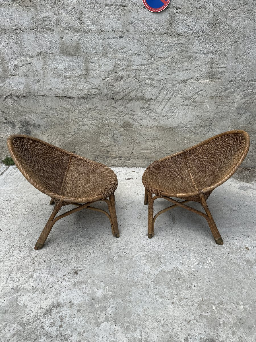 Paire de fauteuils  en rotin variante du modele RANA de Nana DITZEL-photo-4
