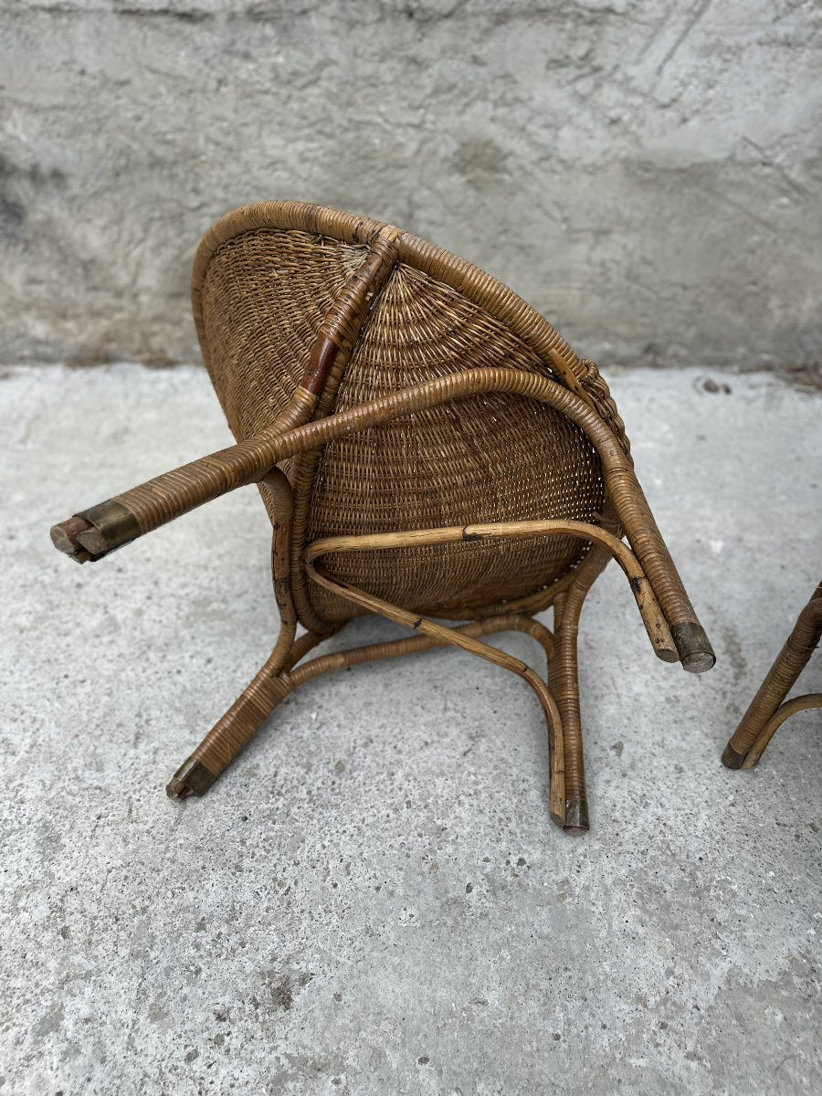 Paire de fauteuils  en rotin variante du modele RANA de Nana DITZEL-photo-8