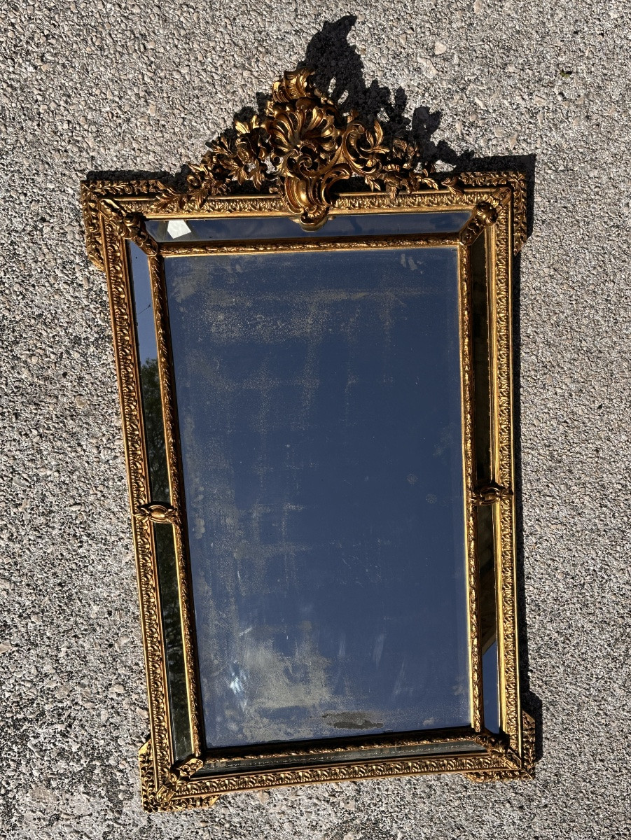 Large Mirror With Closed Sides 19th Century-photo-4