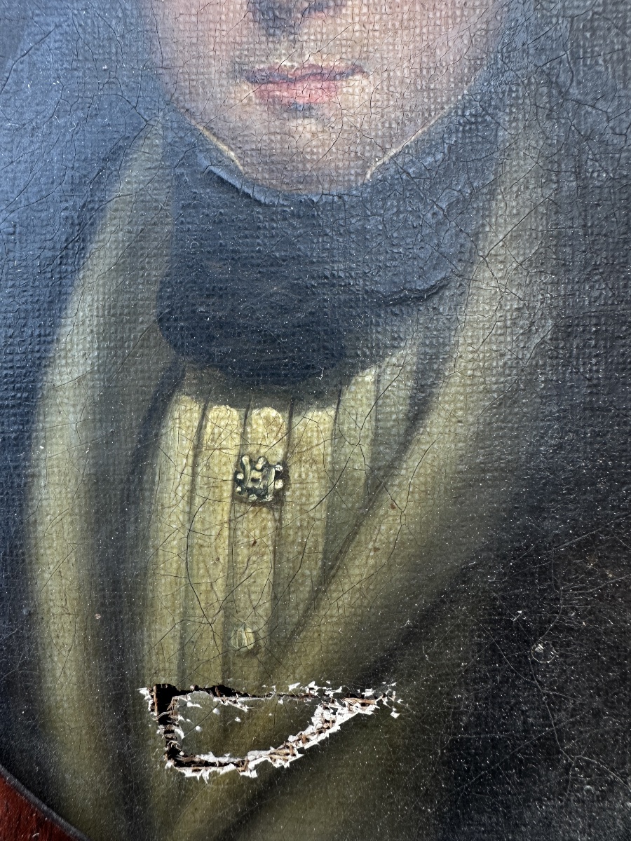 Huile sur toile: Portrait présumé d’un notable.-photo-2