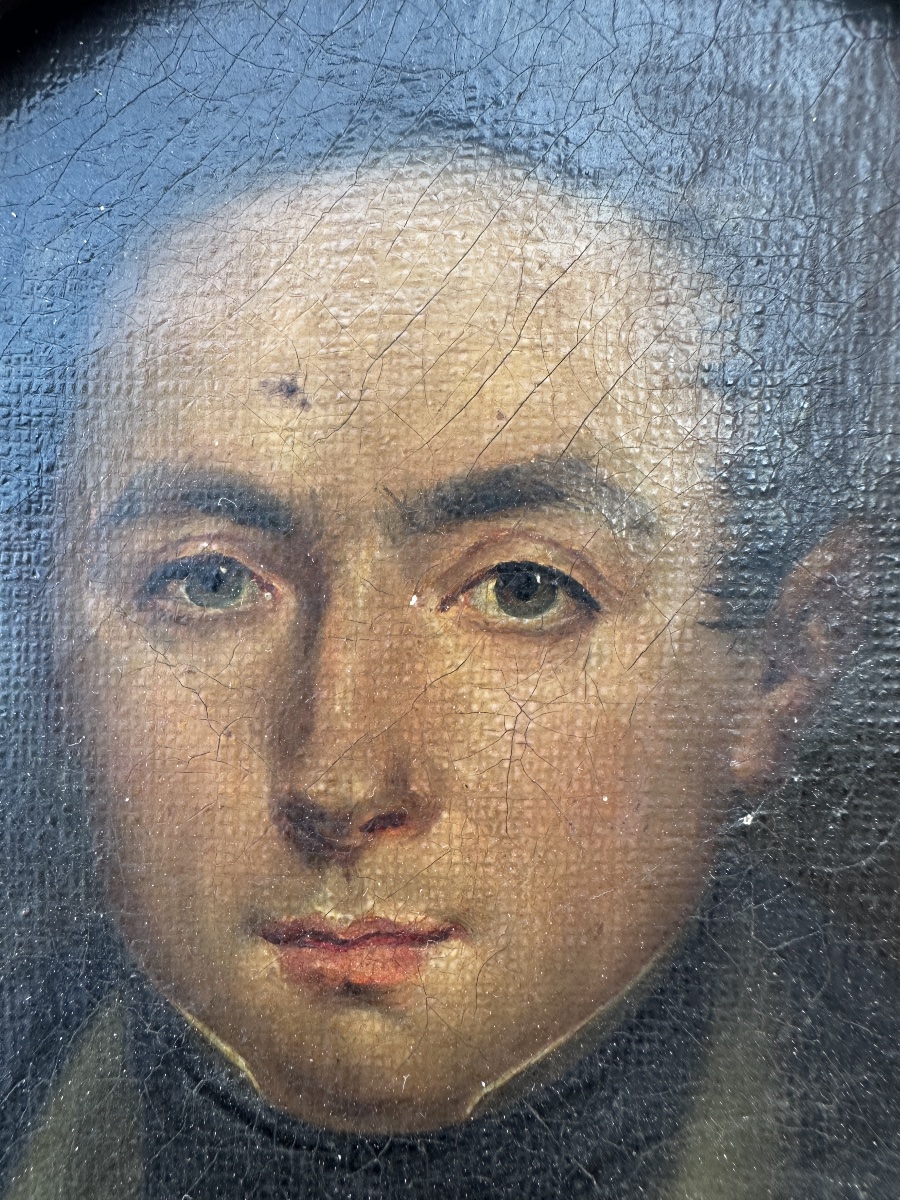 Huile sur toile: Portrait présumé d’un notable.-photo-3