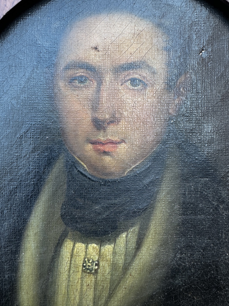 Huile sur toile: Portrait présumé d’un notable.-photo-4