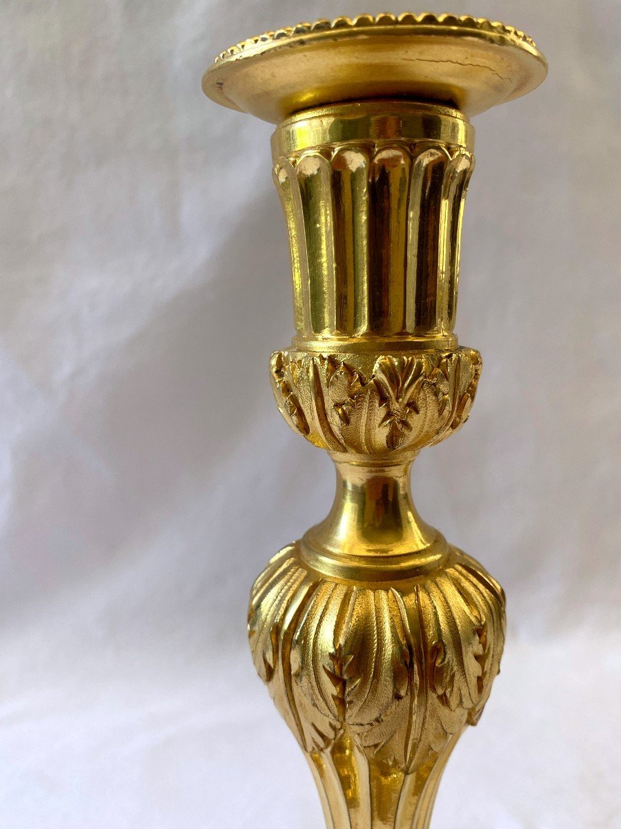 Flambeaux d'époque Louis XVI En Bronze Doré-photo-3