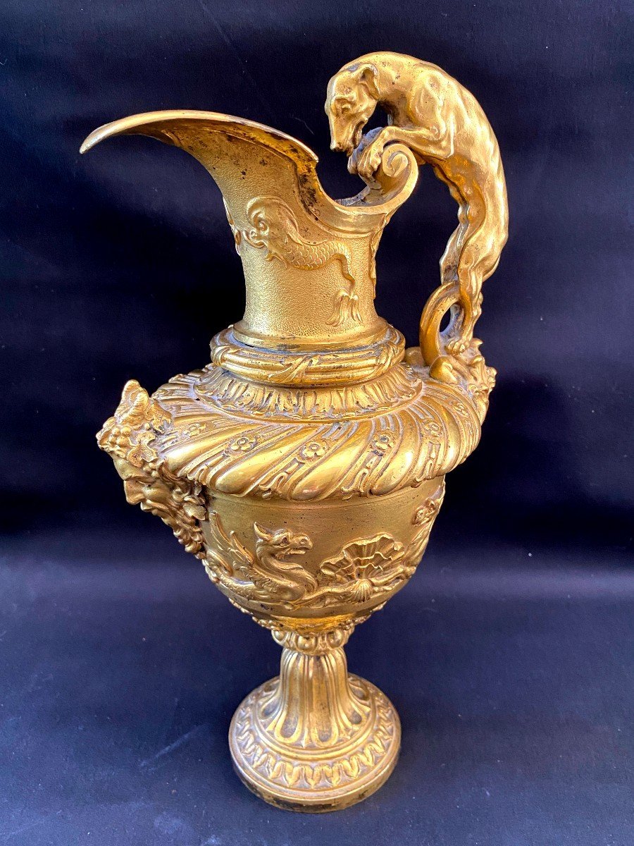 Restoration Ewer In Gilt Bronze-photo-2