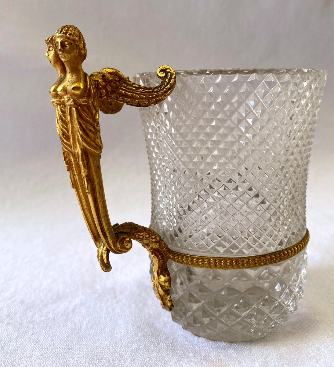 Empire Cup In Cut Crystal And Gilt Bronze-photo-2