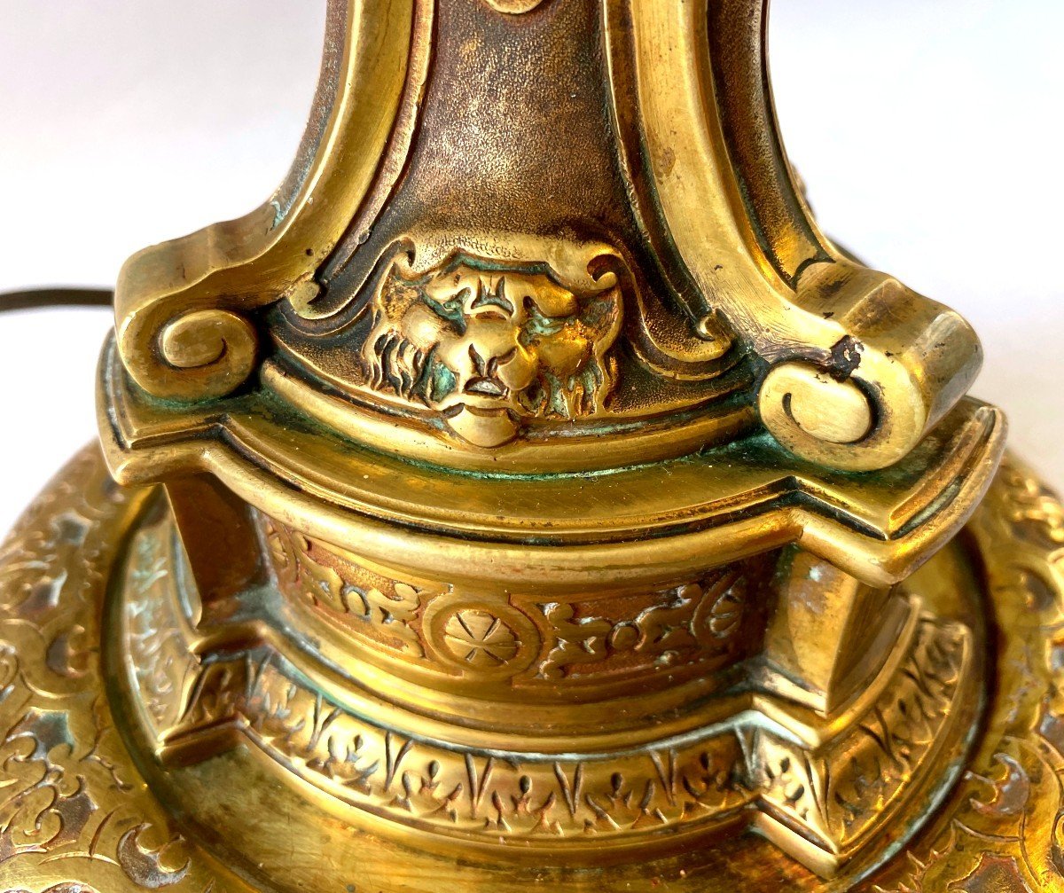 Important Pied De Lampe En Bronze-photo-4