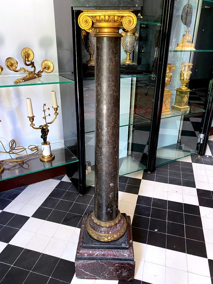 Column In Marble And Gilt Bronze