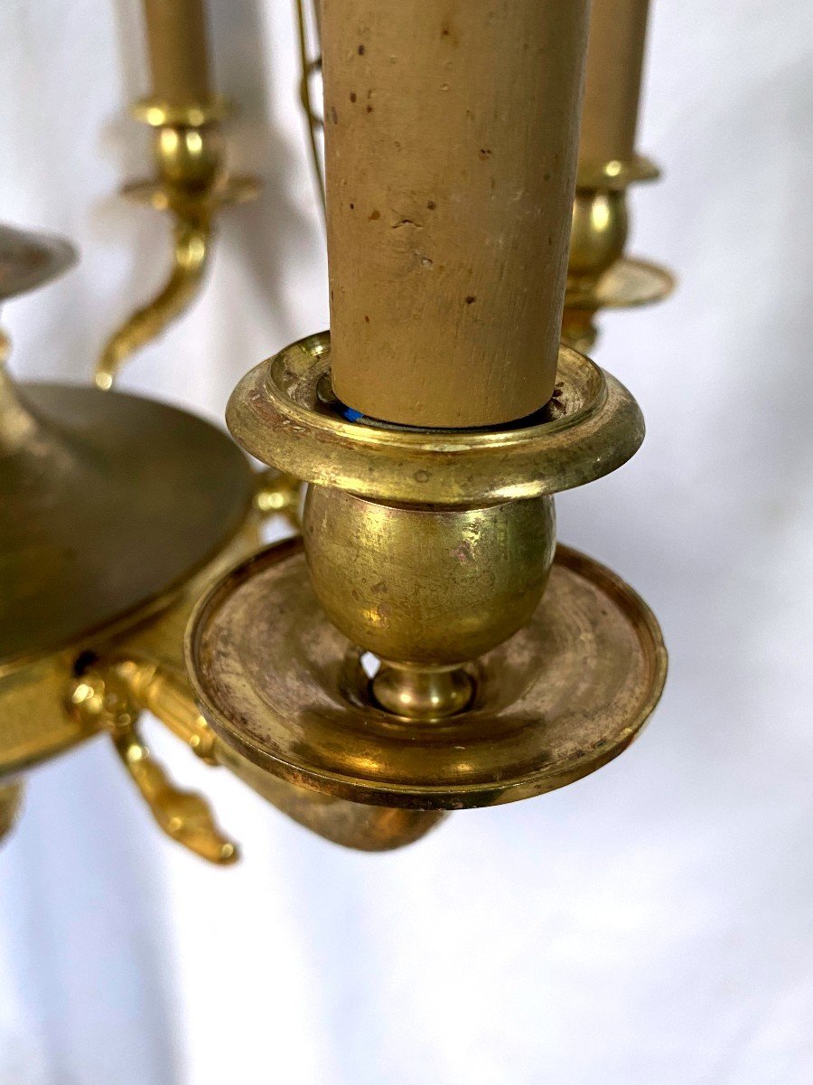 Lustre d'époque Empire En Bronze Doré-photo-5