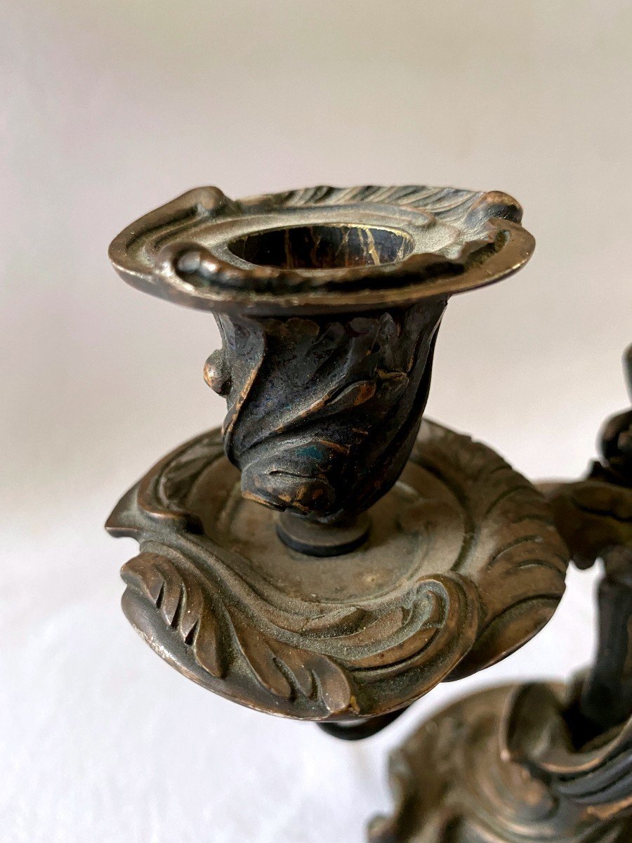 Lampe écran En Bronze Argenté Style Louis XV-photo-4