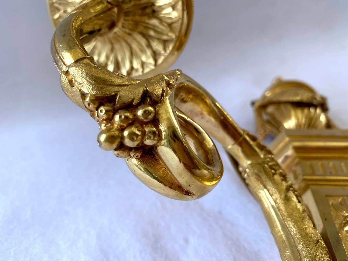 Directoire Period Wall Lights In Gilt Bronze-photo-7