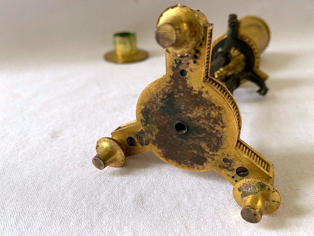 Rare Candlestick In Gilt And Patinated Bronze-photo-6