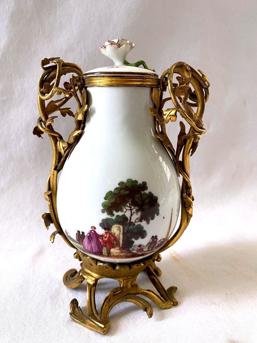 Louis XV Period Gilt Bronze Mounted Meissen Vase-photo-2