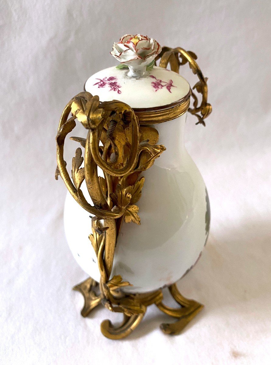 Vase En Meissen Monté Bronze Doré d'époque Louis XV-photo-4