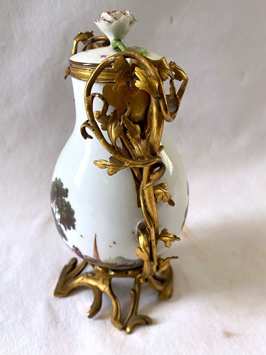 Louis XV Period Gilt Bronze Mounted Meissen Vase-photo-1