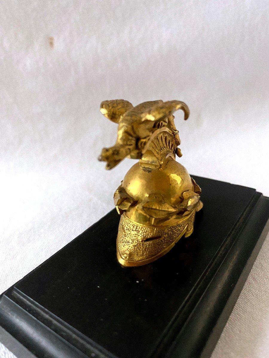 Paperweight In Gilt Bronze And Ebony-photo-4