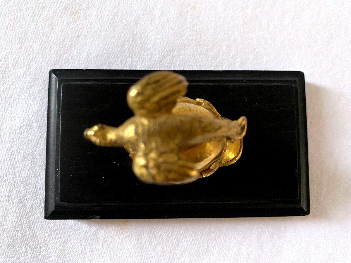 Paperweight In Gilt Bronze And Ebony-photo-3
