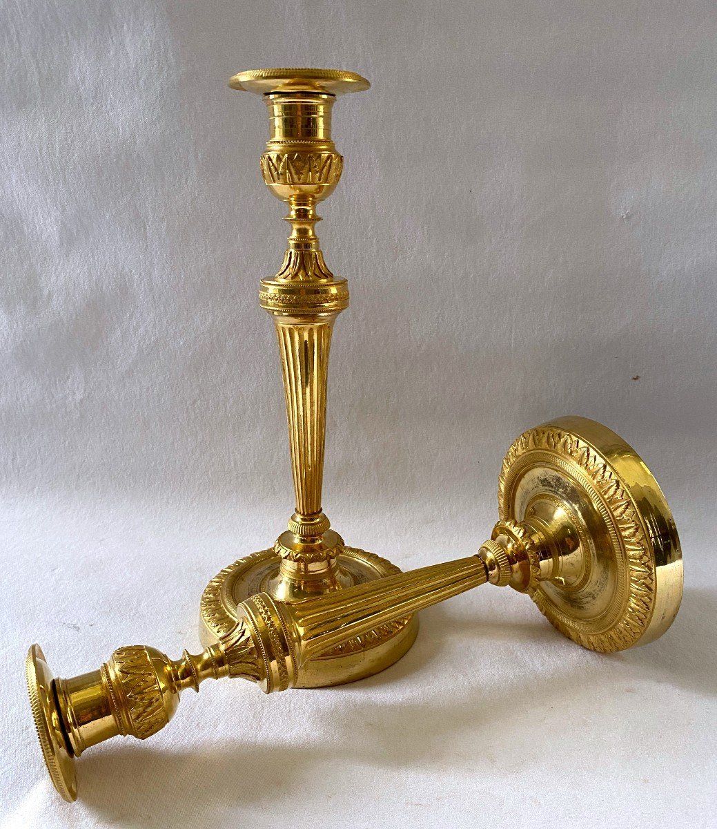 Flambeaux d'époque Louis XVI En Bronze Doré-photo-2