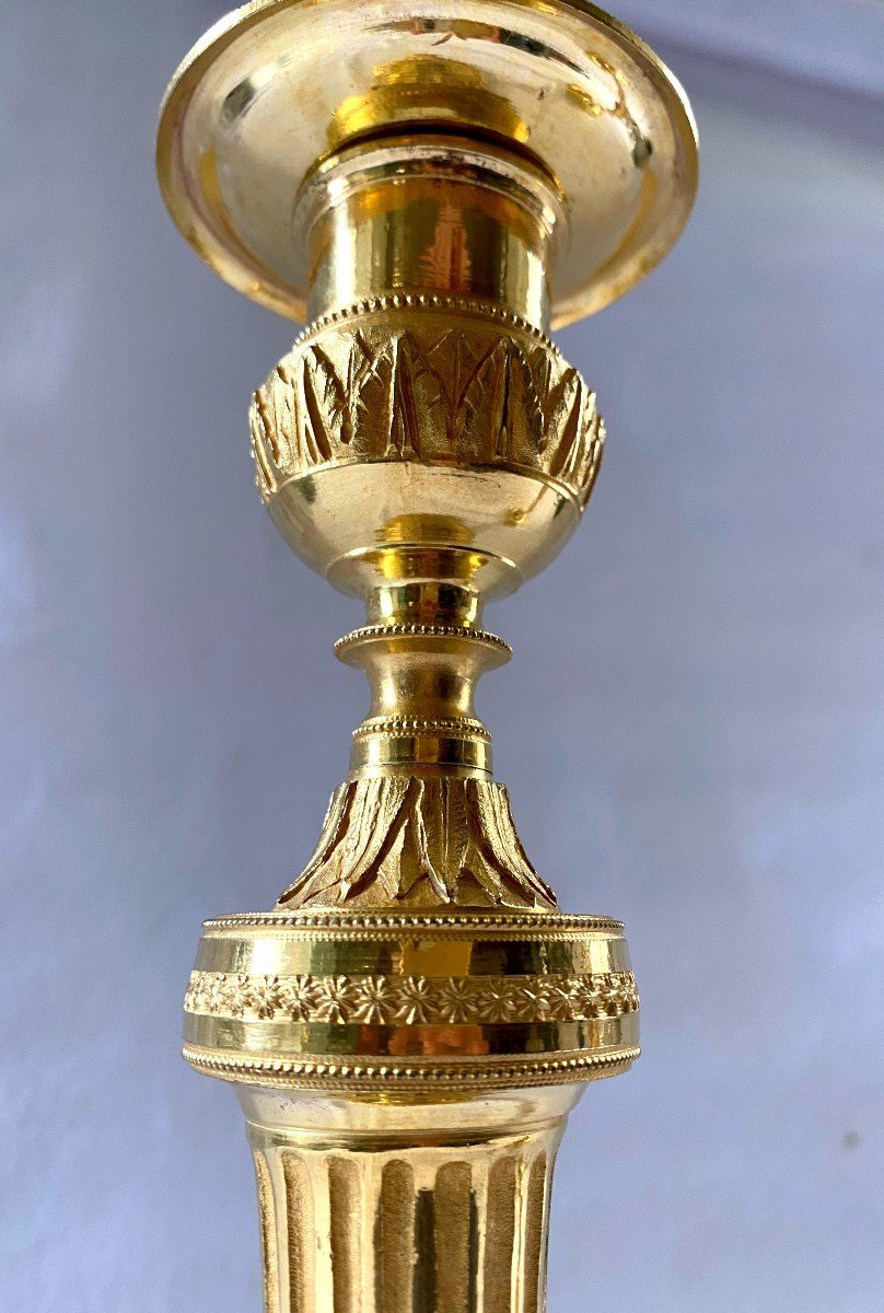 Flambeaux d'époque Louis XVI En Bronze Doré-photo-2