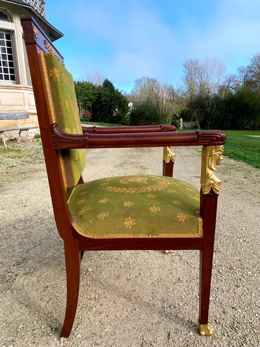 Empire Style Office Armchair With Caryatids-photo-4