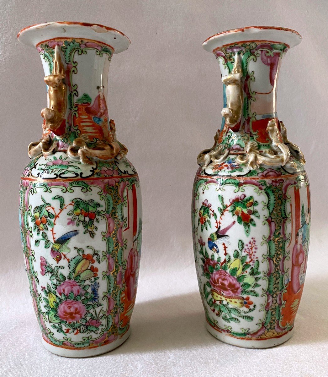 Paire De Vases En Porcelaine De Canton -photo-2