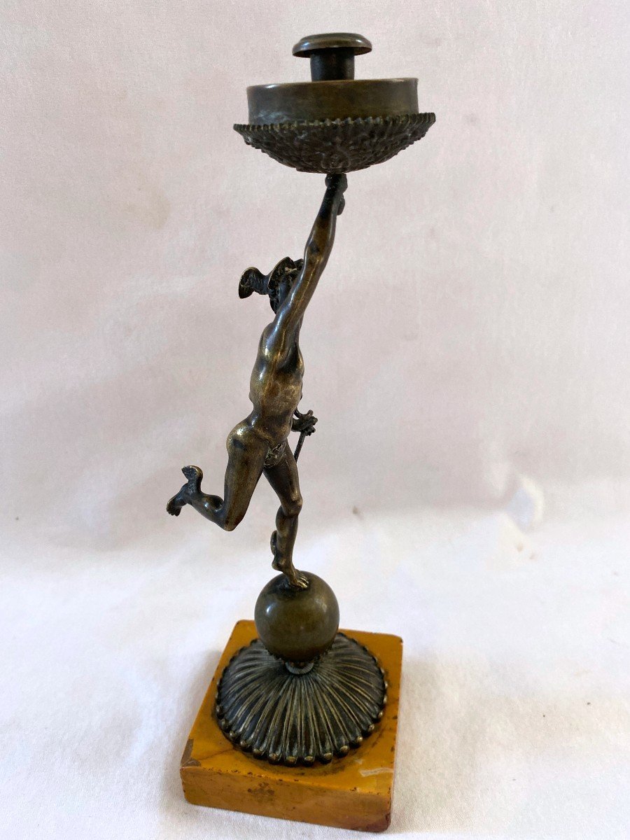 Mercury Restoration Candlestick In Patinated Bronze -photo-3