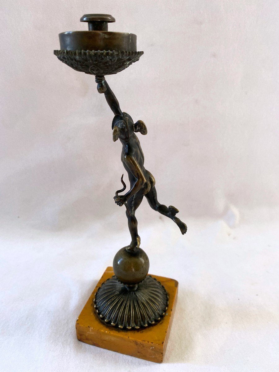 Mercury Restoration Candlestick In Patinated Bronze -photo-1