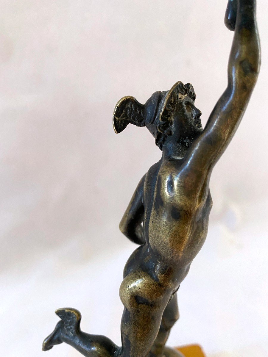 Mercury Restoration Candlestick In Patinated Bronze -photo-4