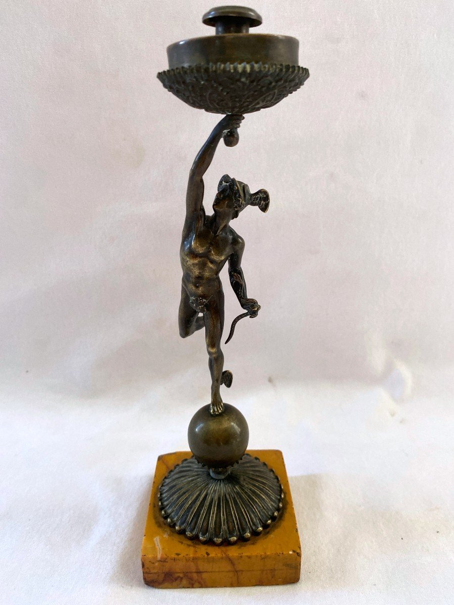 Mercury Restoration Candlestick In Patinated Bronze 