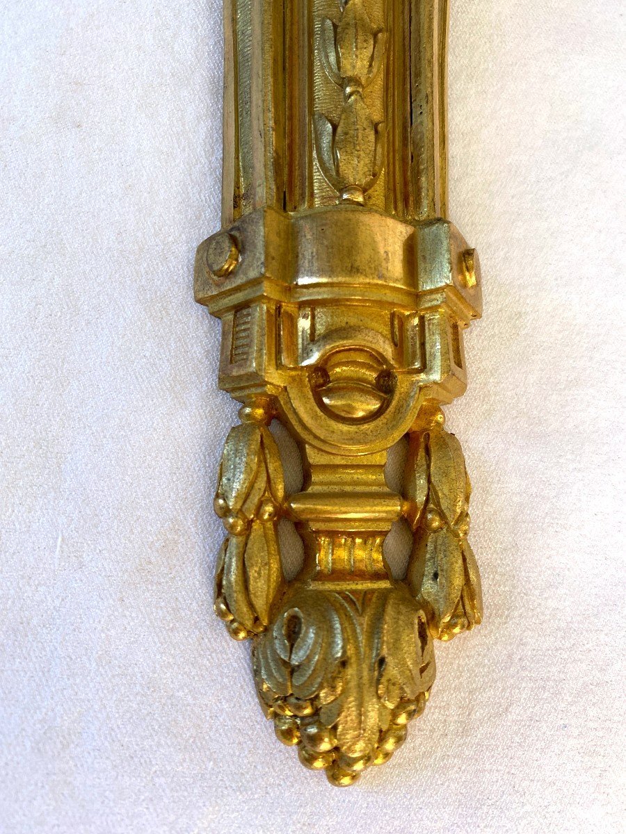 Pair Of Louis XVI Style Gilded Bronze Sconces-photo-1