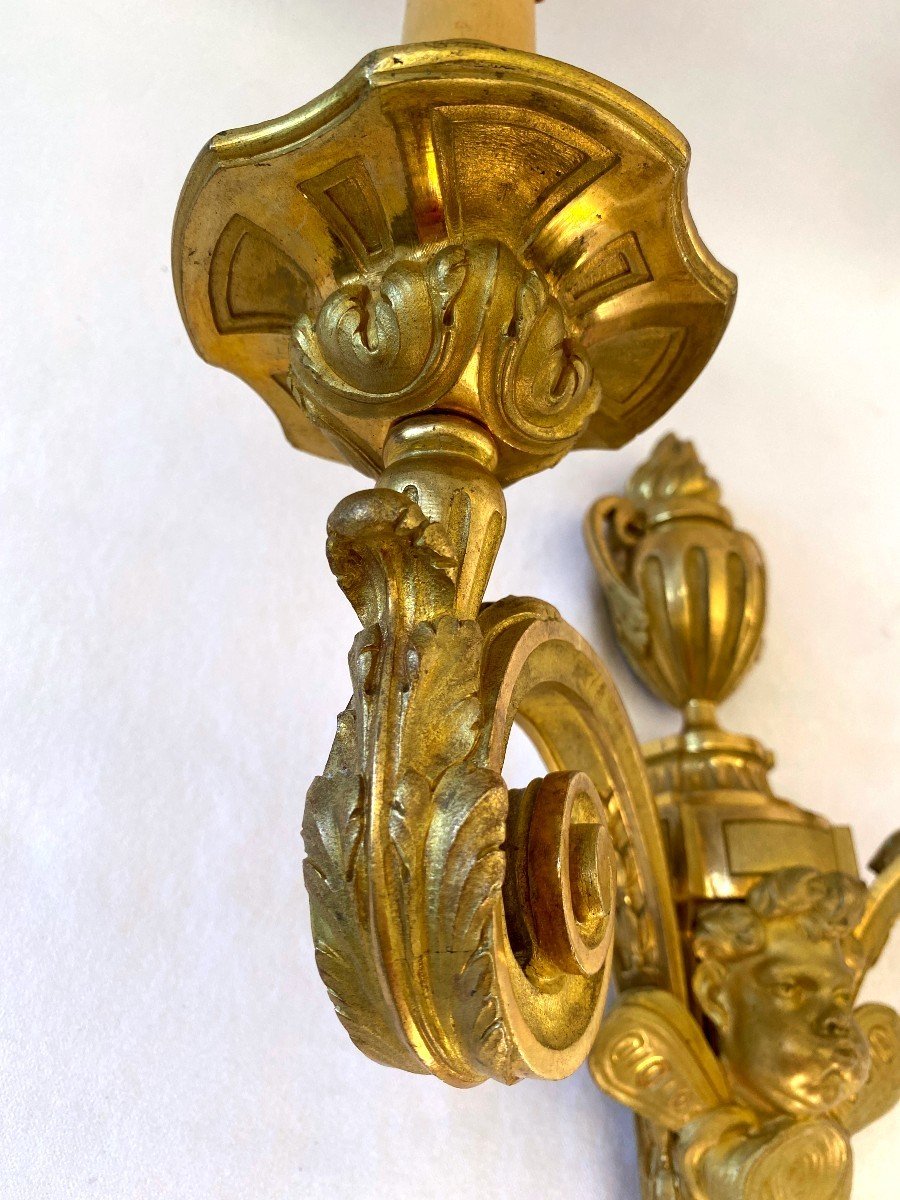 Pair Of Louis XVI Style Gilded Bronze Sconces-photo-3