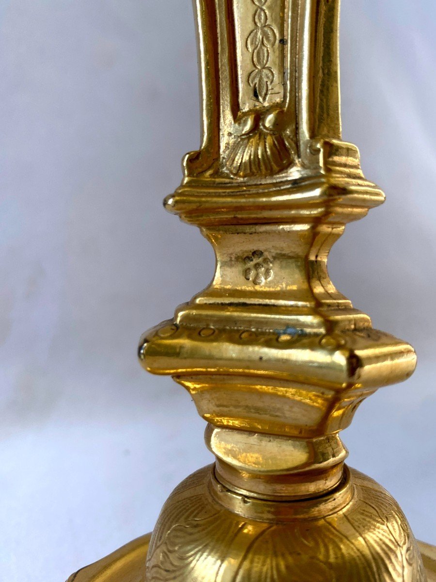 Pair Of Regency Candlesticks In Gilt Bronze-photo-1