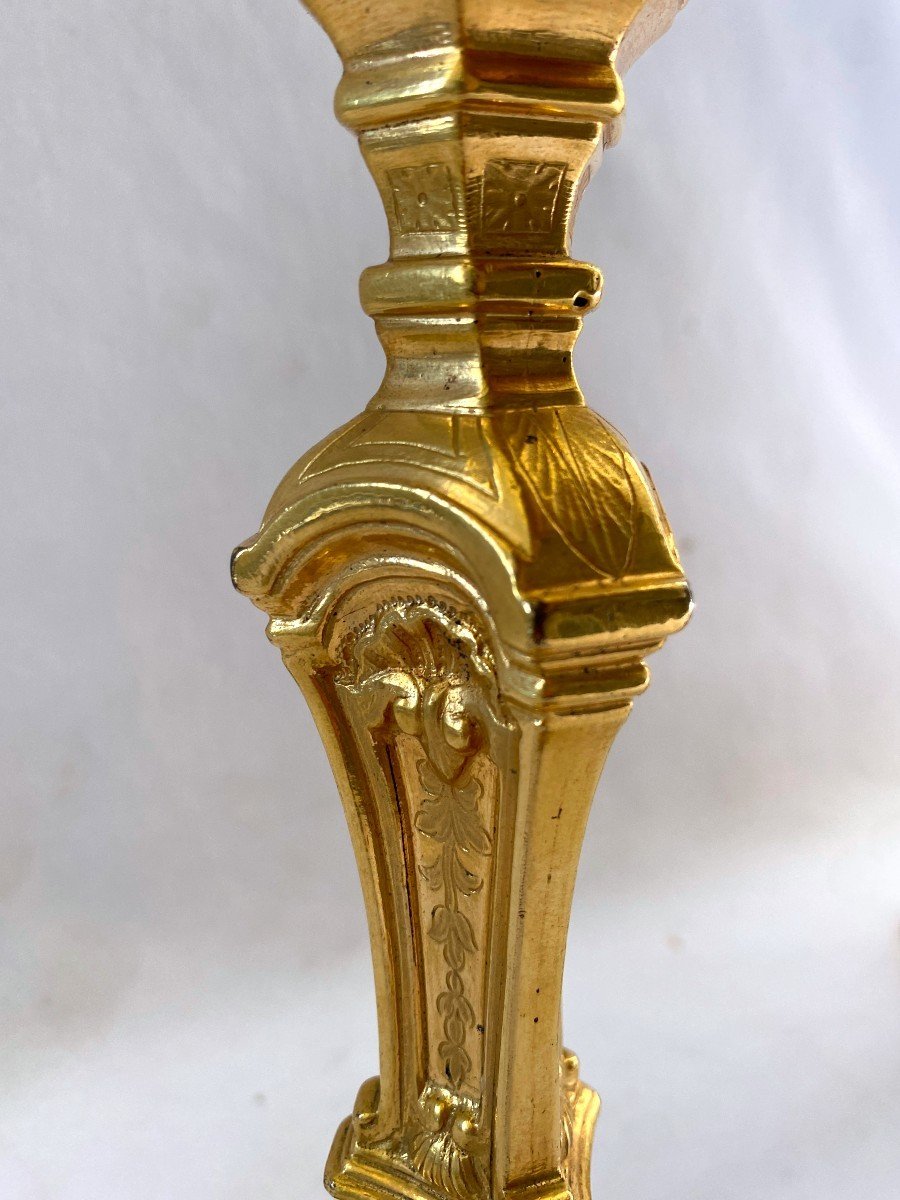 Pair Of Regency Candlesticks In Gilt Bronze-photo-3