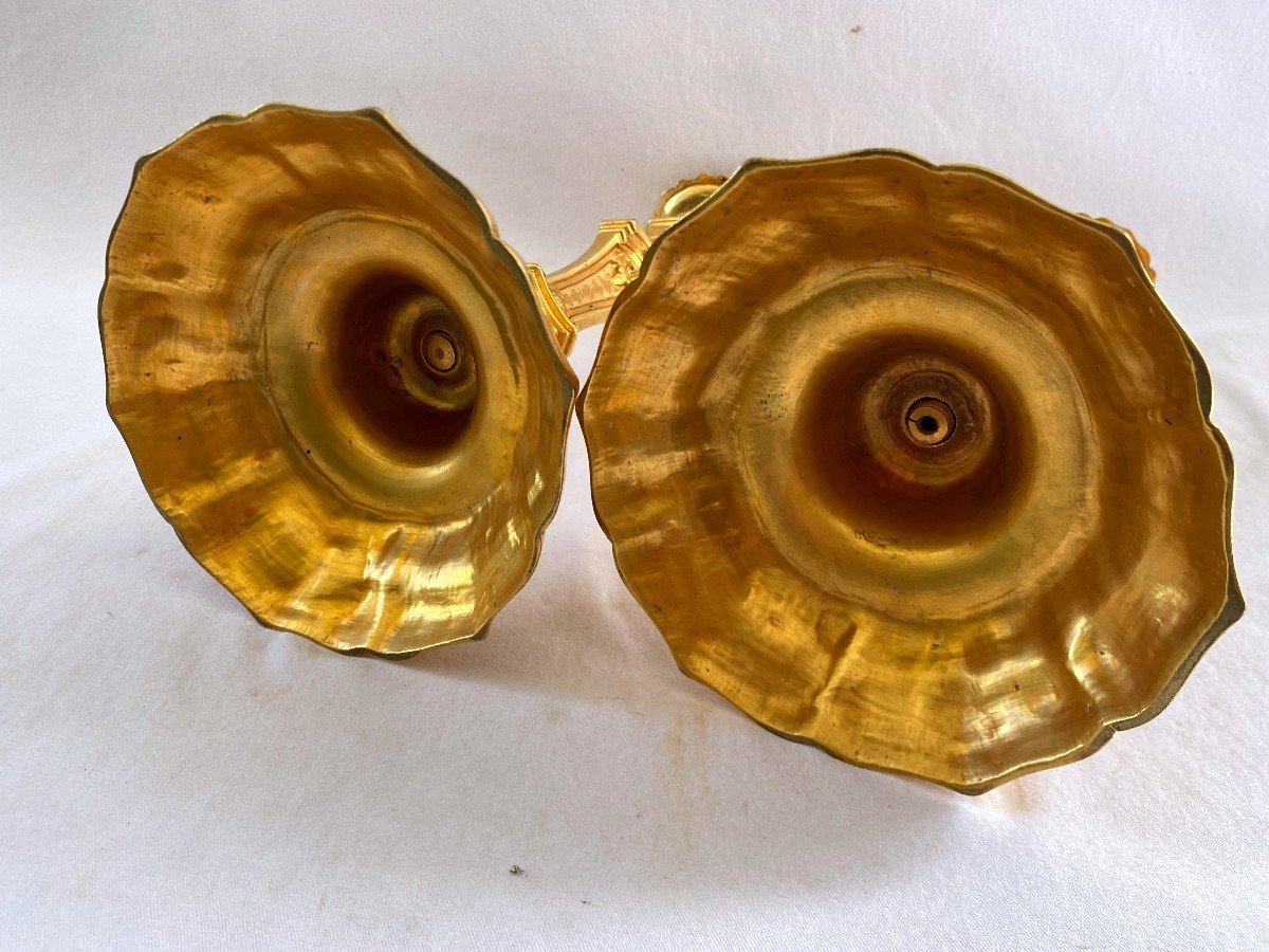 Paire De Flambeaux d'époque Régence En Bronze Doré-photo-8