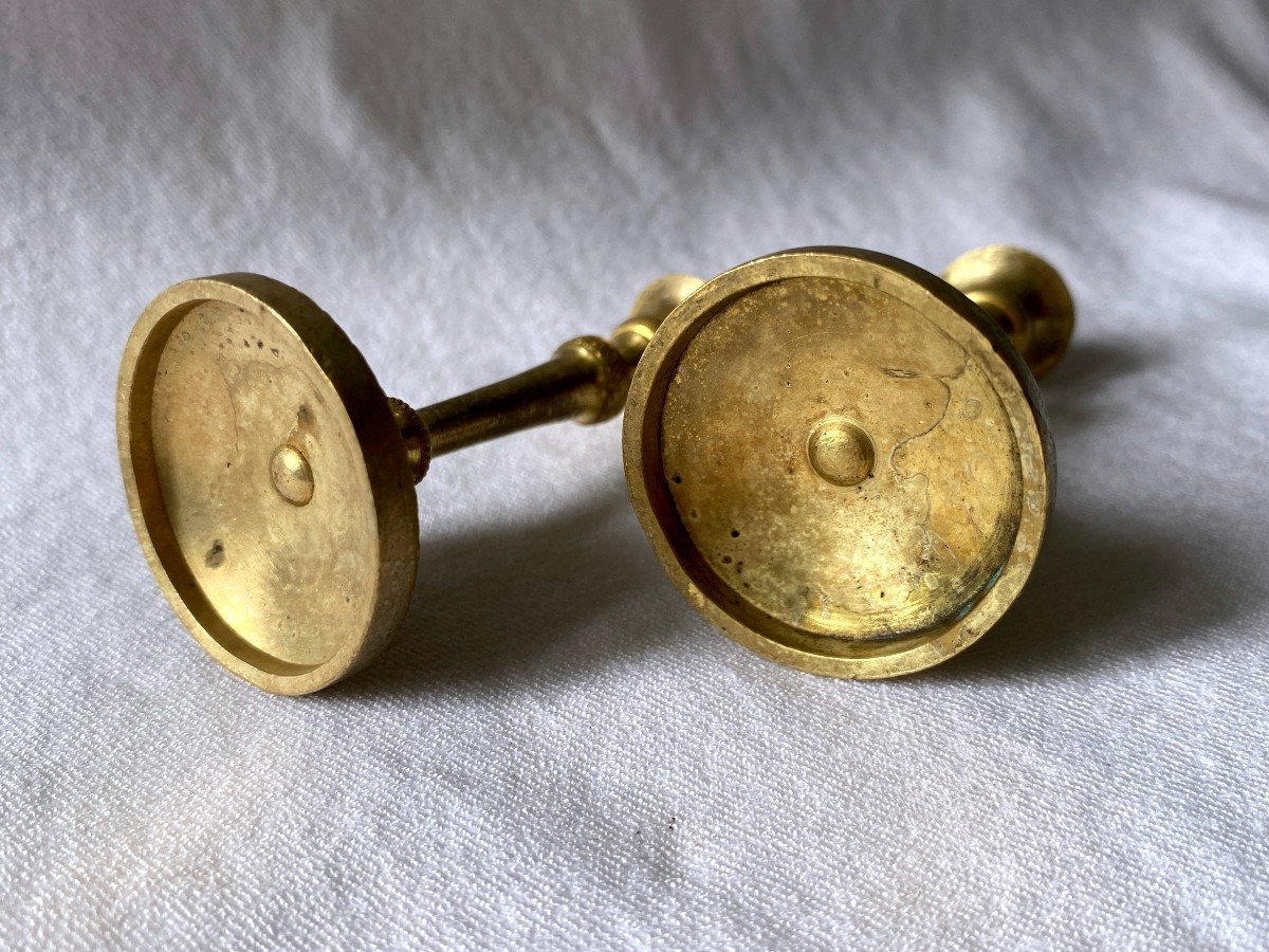Pair Of Doll Candlesticks In Gilt Bronze-photo-3