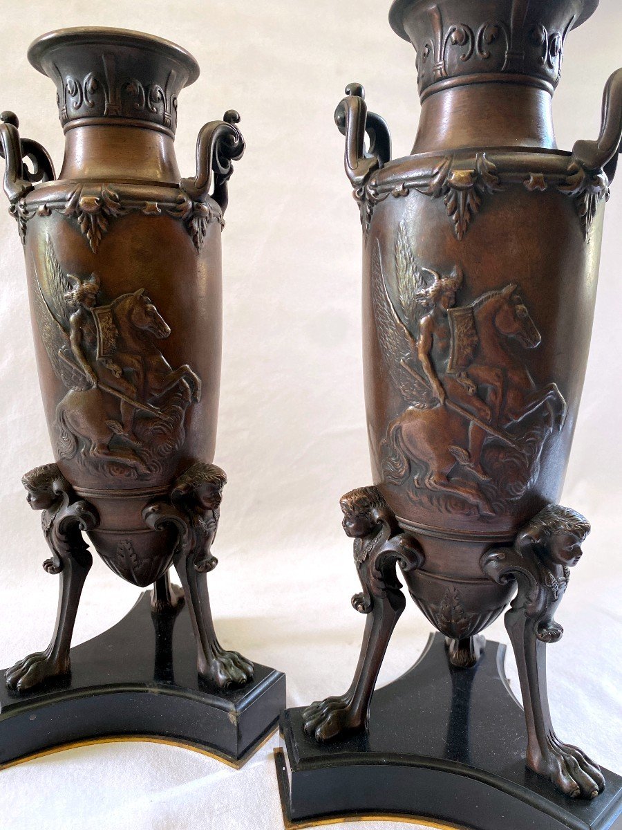 Pair Of Bronze Vases Signed Lindemberg-photo-3