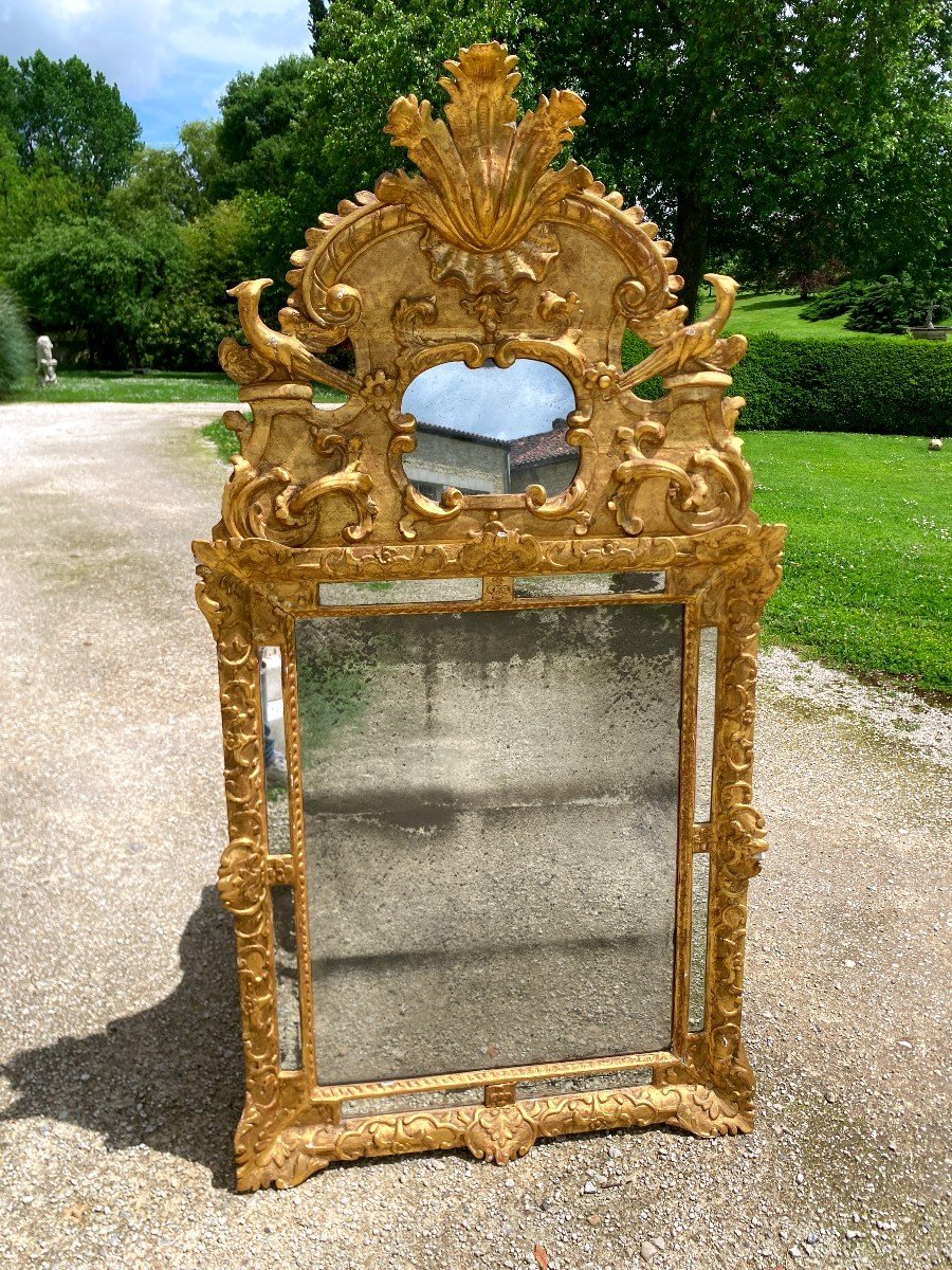 Pedimented Mirror In Golden Wood, Regency Period-photo-2