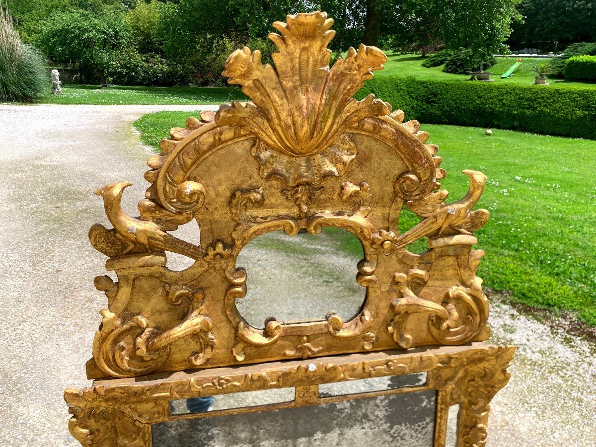 Pedimented Mirror In Golden Wood, Regency Period-photo-3