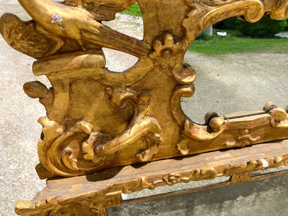 Pedimented Mirror In Golden Wood, Regency Period-photo-3
