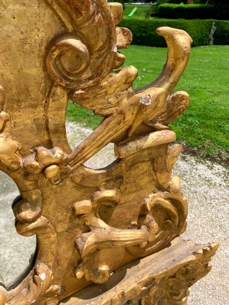 Pedimented Mirror In Golden Wood, Regency Period-photo-4