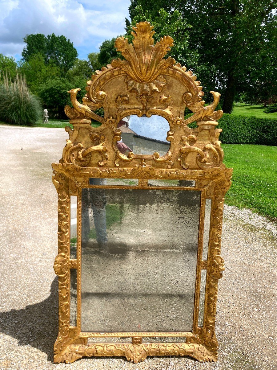 Pedimented Mirror In Golden Wood, Regency Period