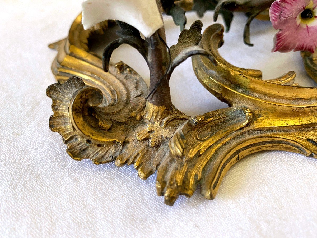 Imposant Flambeau Louis XV En Bronze Et Porcelaine-photo-1