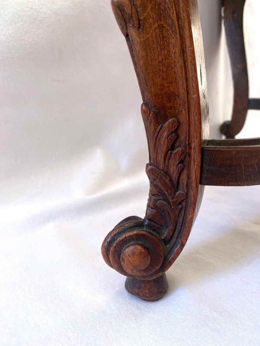 Tabouret Louis XV En Chêne Sculpté-photo-2